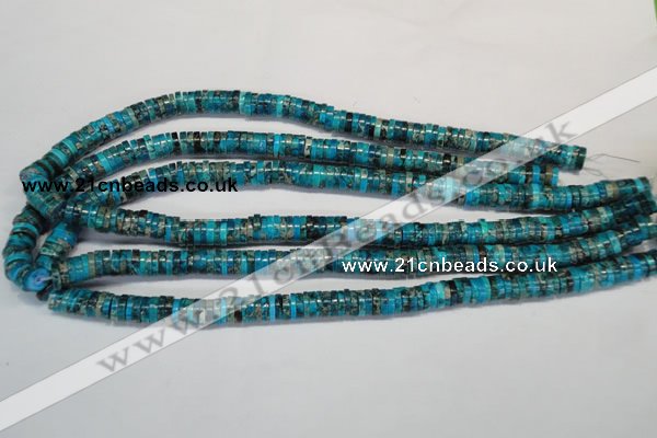 CDI276 15.5 inches 2*8mm heishi dyed imperial jasper beads