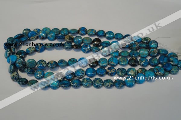 CDI305 15.5 inches 12mm flat round dyed imperial jasper beads