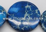 CDI312 15.5 inches 55mm flat round dyed imperial jasper beads