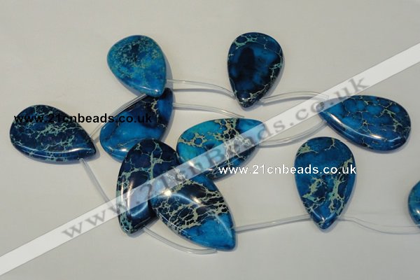 CDI345 Top-drilled 30*50mm flat teardrop dyed imperial jasper beads