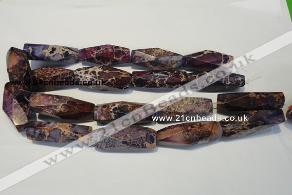 CDI388 15.5 inches 14*44mm faceted rice dyed imperial jasper beads