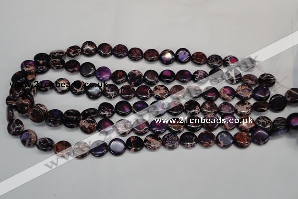 CDI398 15.5 inches 12mm flat round dyed imperial jasper beads