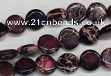 CDI405 15.5 inches 10mm flat round dyed imperial jasper beads