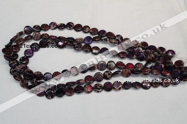 CDI405 15.5 inches 10mm flat round dyed imperial jasper beads