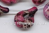 CDI43 16 inches 22*35mm petal shaped dyed imperial jasper beads