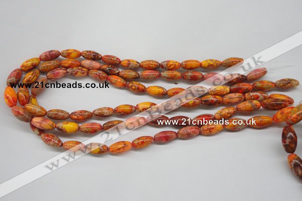 CDI510 15.5 inches 8*16mm rice dyed imperial jasper beads