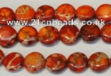 CDI516 15.5 inches 10mm flat round dyed imperial jasper beads