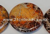 CDI526 15.5 inches 55mm flat round dyed imperial jasper beads
