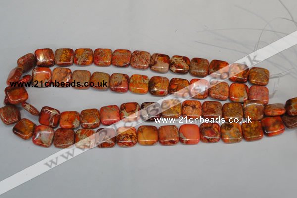 CDI540 15.5 inches 14*14mm square dyed imperial jasper beads