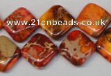 CDI545 15.5 inches 14*14mm diamond dyed imperial jasper beads