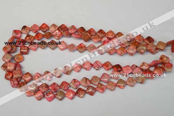 CDI568 15.5 inches 10*10mm diamond dyed imperial jasper beads