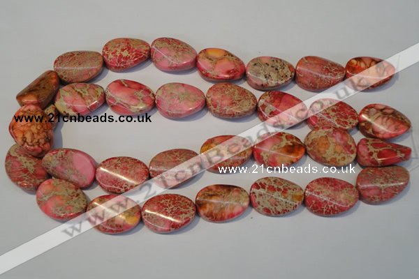 CDI575 15.5 inches 18*25mm twisted oval dyed imperial jasper beads