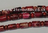 CDI597 15.5 inches 3*6mm rondelle 6*9mm tube dyed imperial jasper beads