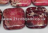 CDI626 15.5 inches 25*25mm square dyed imperial jasper beads