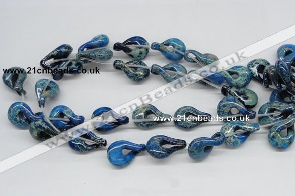 CDI66 16 inches 20*30mm petal shaped dyed imperial jasper beads