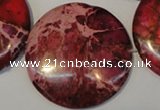 CDI660 15.5 inches 35mm flat round dyed imperial jasper beads