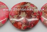 CDI661 15.5 inches 40mm flat round dyed imperial jasper beads