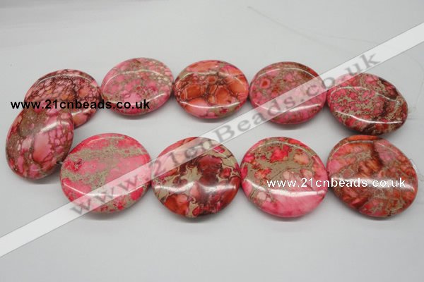 CDI661 15.5 inches 40mm flat round dyed imperial jasper beads