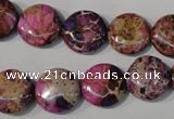 CDI706 15.5 inches 14mm flat round dyed imperial jasper beads