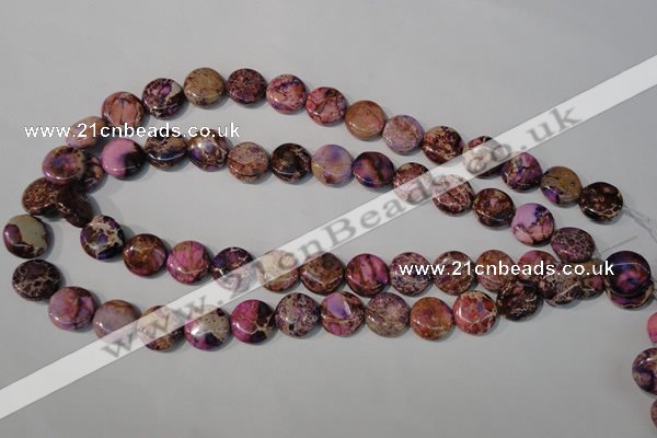 CDI706 15.5 inches 14mm flat round dyed imperial jasper beads