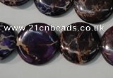 CDI707 15.5 inches 20mm flat round dyed imperial jasper beads