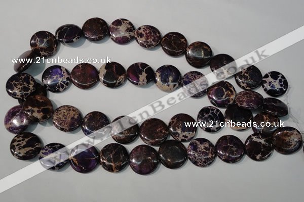 CDI707 15.5 inches 20mm flat round dyed imperial jasper beads