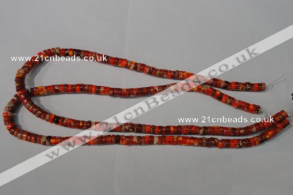 CDI733 15.5 inches 3*6mm heishi dyed imperial jasper beads