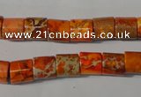 CDI737 15.5 inches 8*8mm tube dyed imperial jasper beads