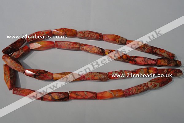 CDI744 15.5 inches 8*30mm faceted rice dyed imperial jasper beads