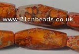 CDI745 15.5 inches 13*42mm faceted rice dyed imperial jasper beads