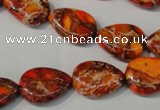 CDI754 15.5 inches 13*18mm flat teardrop dyed imperial jasper beads