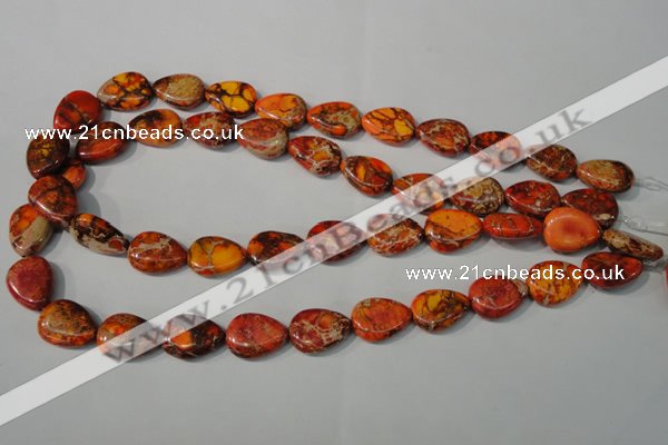 CDI754 15.5 inches 13*18mm flat teardrop dyed imperial jasper beads