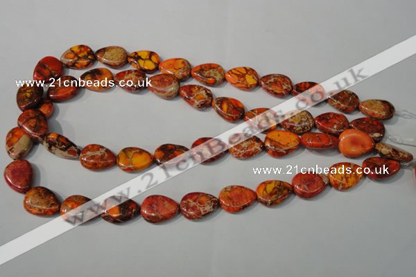 CDI754 15.5 inches 13*18mm flat teardrop dyed imperial jasper beads