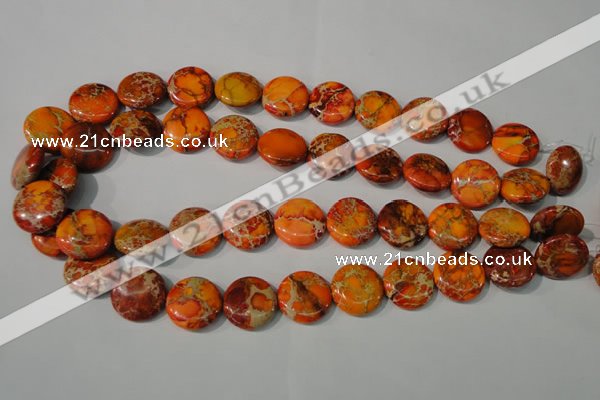CDI757 15.5 inches 18mm flat round dyed imperial jasper beads