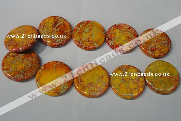 CDI758 15.5 inches 40mm flat round dyed imperial jasper beads