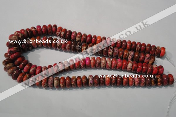 CDI775 15.5 inches 6*14mm rondelle dyed imperial jasper beads