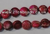 CDI785 15.5 inches 10mm flat round dyed imperial jasper beads