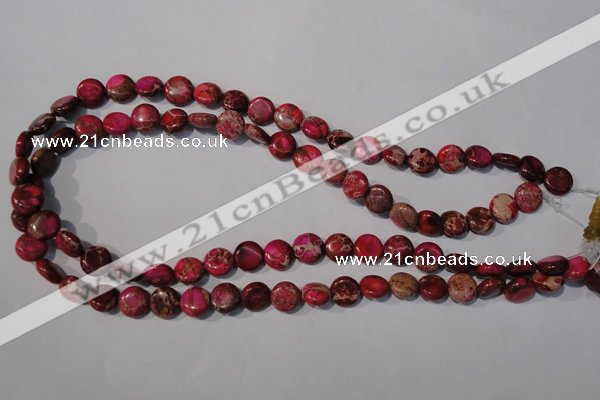 CDI785 15.5 inches 10mm flat round dyed imperial jasper beads