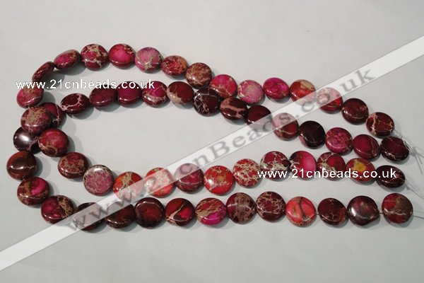 CDI786 15.5 inches 14mm flat round dyed imperial jasper beads