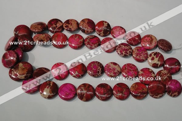 CDI787 15.5 inches 20mm flat round dyed imperial jasper beads