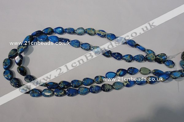 CDI915 15.5 inches 9*13mm flat teardrop dyed imperial jasper beads