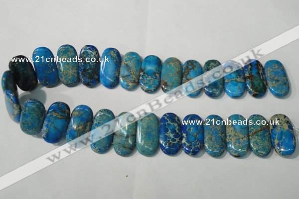 CDI917 15.5 inches 15*30mm oval double drilled dyed imperial jasper beads