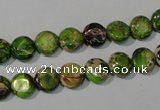 CDI935 15.5 inches 8mm flat round dyed imperial jasper beads