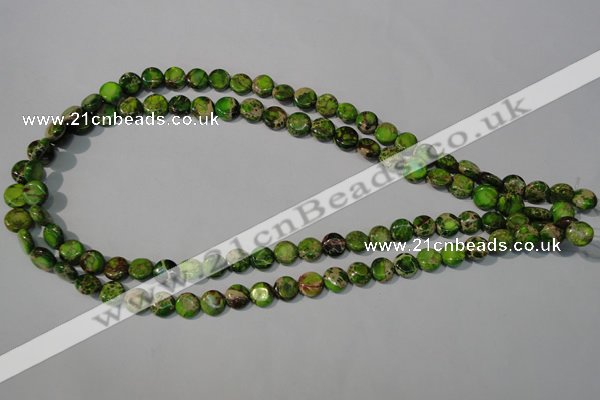 CDI935 15.5 inches 8mm flat round dyed imperial jasper beads