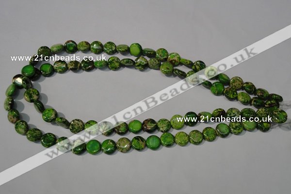 CDI936 15.5 inches 10mm flat round dyed imperial jasper beads