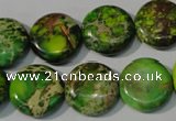 CDI937 15.5 inches 16mm flat round dyed imperial jasper beads