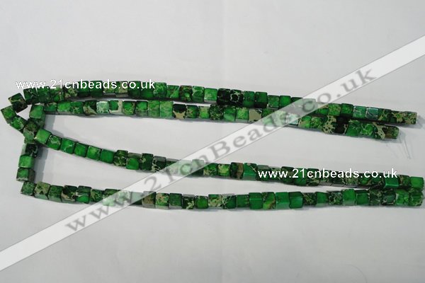 CDI969 15.5 inches 6*6mm cube dyed imperial jasper beads