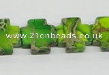 CDI97 16 inches 18*18mm cross dyed imperial jasper beads wholesale