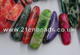 CDI987 15.5 inches 8*22mm - 10*38mm dyed imperial jasper chips beads