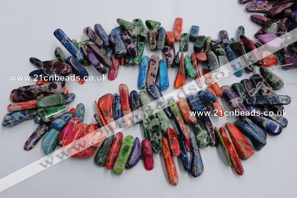 CDI987 15.5 inches 8*22mm - 10*38mm dyed imperial jasper chips beads